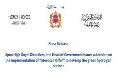 Upon High Royal Directives, the Head of Government issues a decision on the implementation of “Morocco Offer” to develop the green hydrogen sector :
